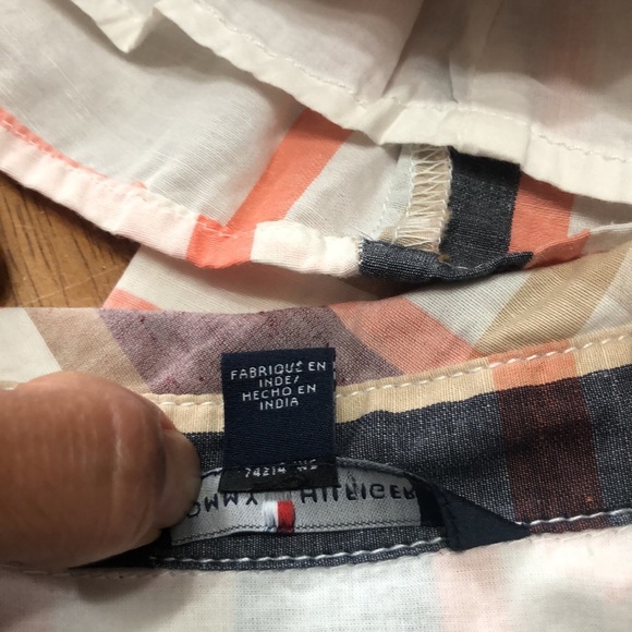 Tommy Hilfiger Cotton Linen Blend Check Sleeveless Tie A-Line Buttoned Dress S/P - Picture 12 of 13